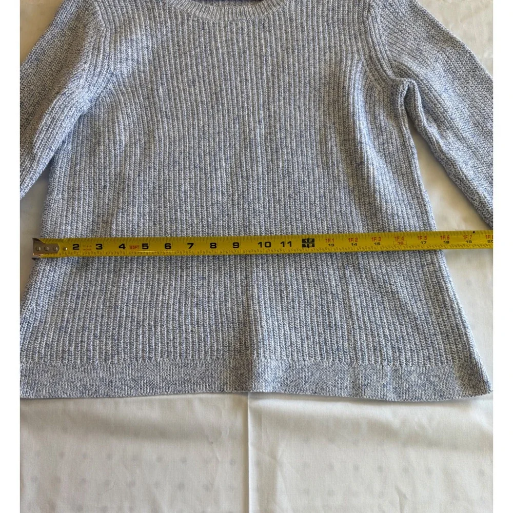 Talbots‎ Womens Blue White Marled Ribbed Knit Crew Neck Pullover Sweater Size M